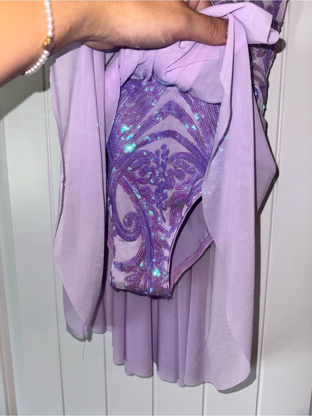 Revolution Dancewear Lilac Sequin One Shoulder Dance Costume MC - Picture 6 of 9